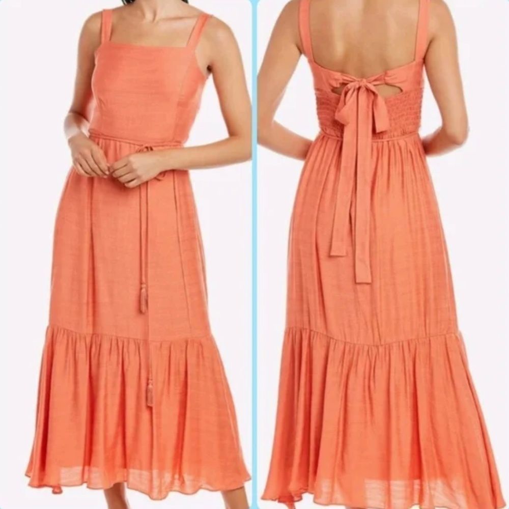 NWT Taylor Papaya Orange Sleeveless Tiered Maxi Dress - size 10